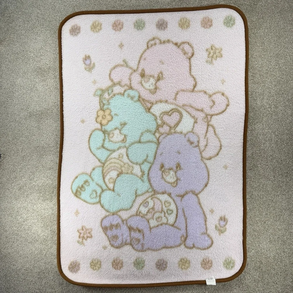 Vintage Care Bears Love A Lot Sweet Dreams Wish Plush Throw Blanket Pink 30x45